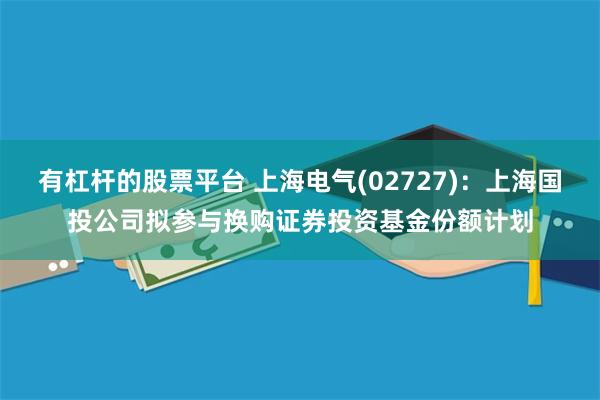 有杠杆的股票平台 上海电气(02727)：上海国投公司拟参与换购证券投资基金份额计划